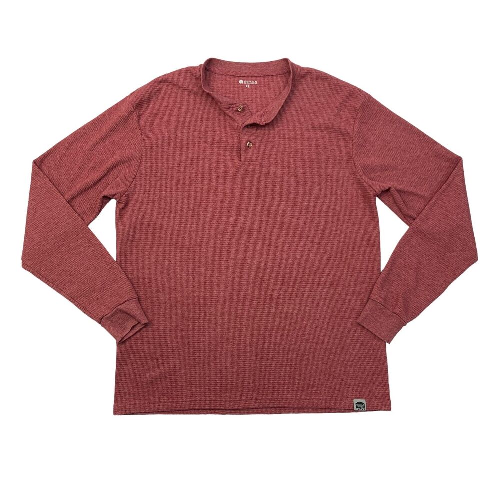 Buffalo Outdoors Henley T Shirt Mens Extra Large Waffle Knit Thermal Long Sleeve